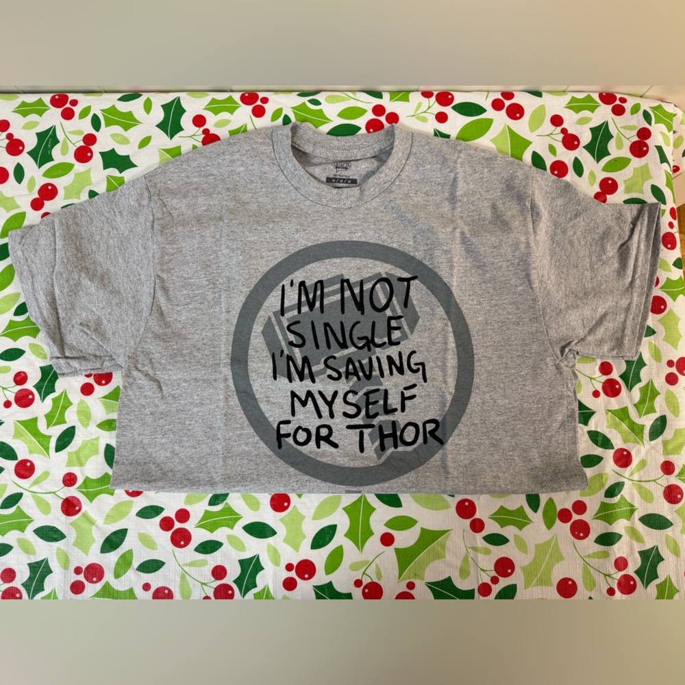 Marvel What If Thor T-Shirt Gray POP! Tees I'm Saving Myself‎ For Thor (M)